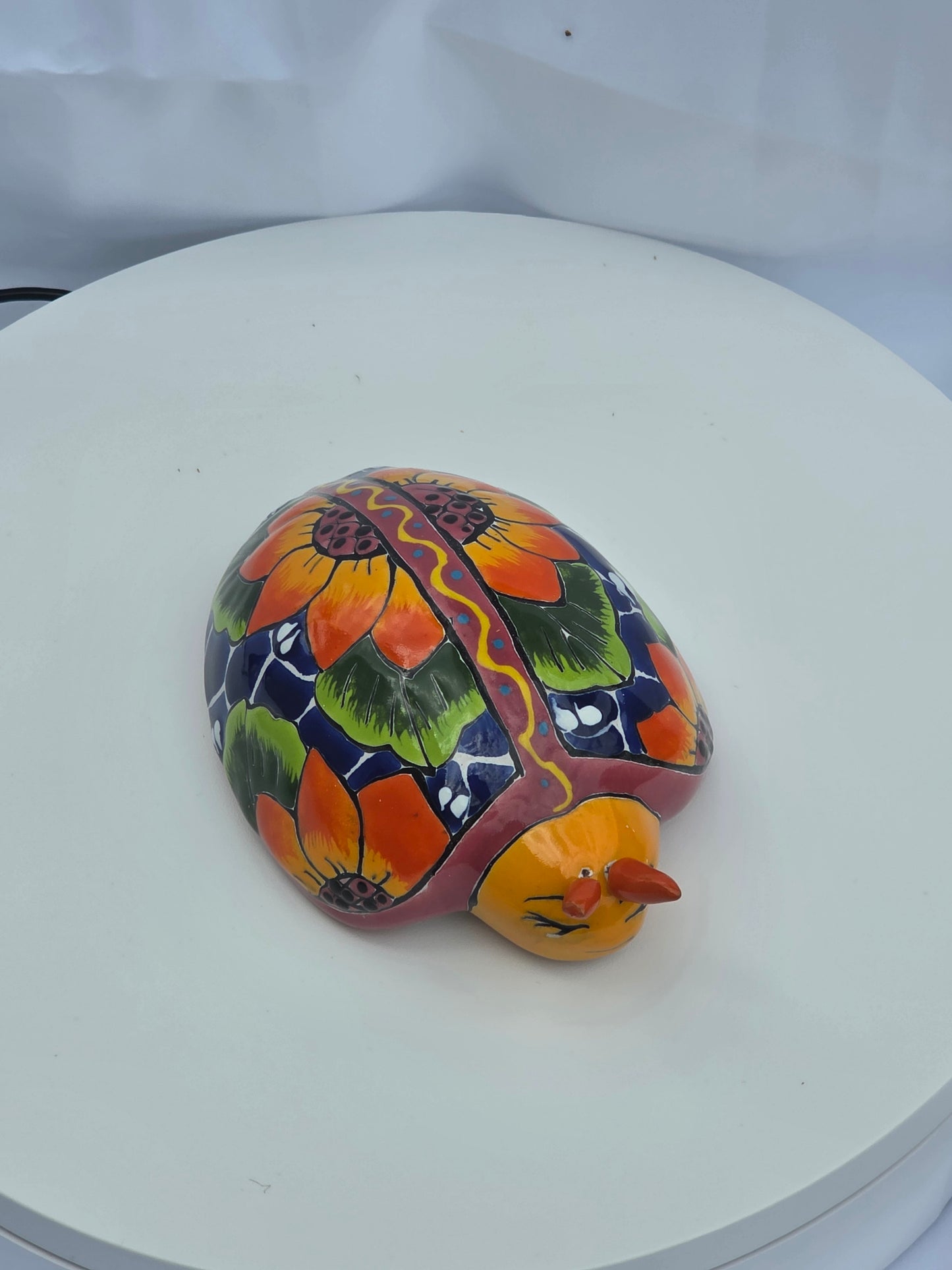 6" Ladybug Sunflower – Hand‑Painted Talavera Style