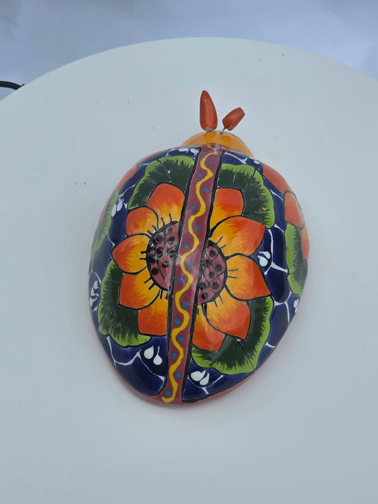 6" Ladybug Sunflower – Hand‑Painted Talavera Style