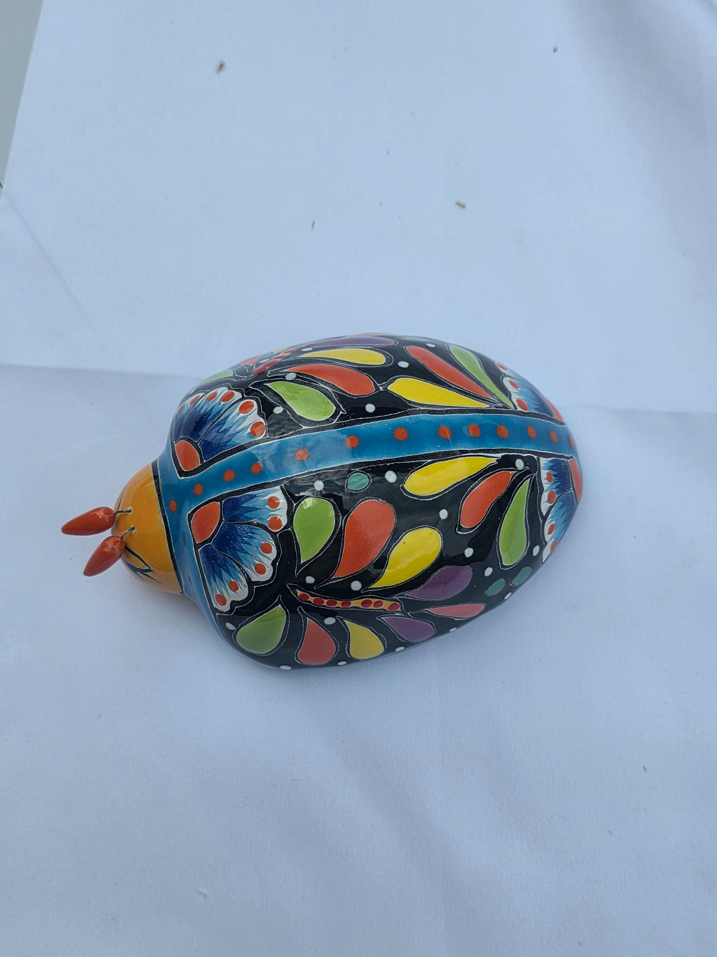 6" Ladybug Flower – Hand‑Painted Talavera Style