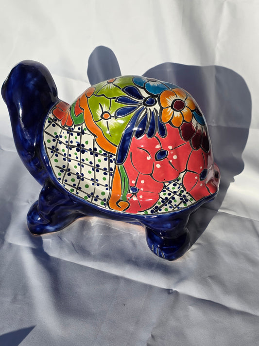12" Talavera Happy Turtle – Hand‑Painted Ceramic Statue