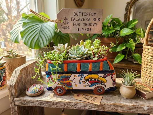 VW Van Planter – Multicolor Butterfly