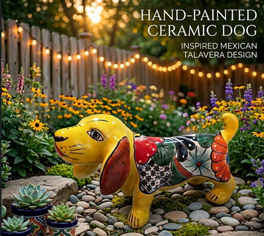 Talavera Weiner Dog Figurine – Hand‑Painted