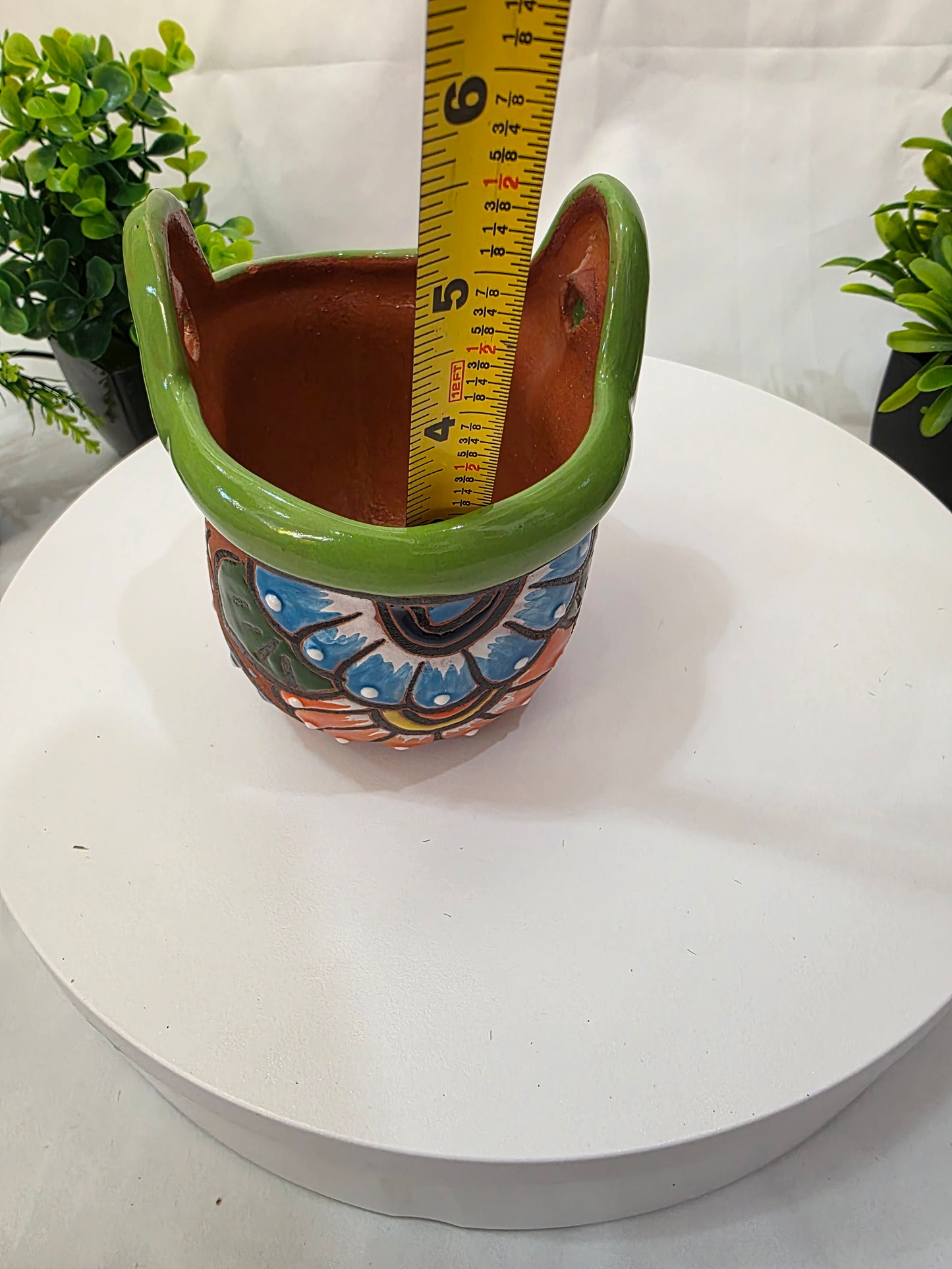 Handcrafted Ceramic Floral Wall & Table Planter – 4" Mexican Style Pot