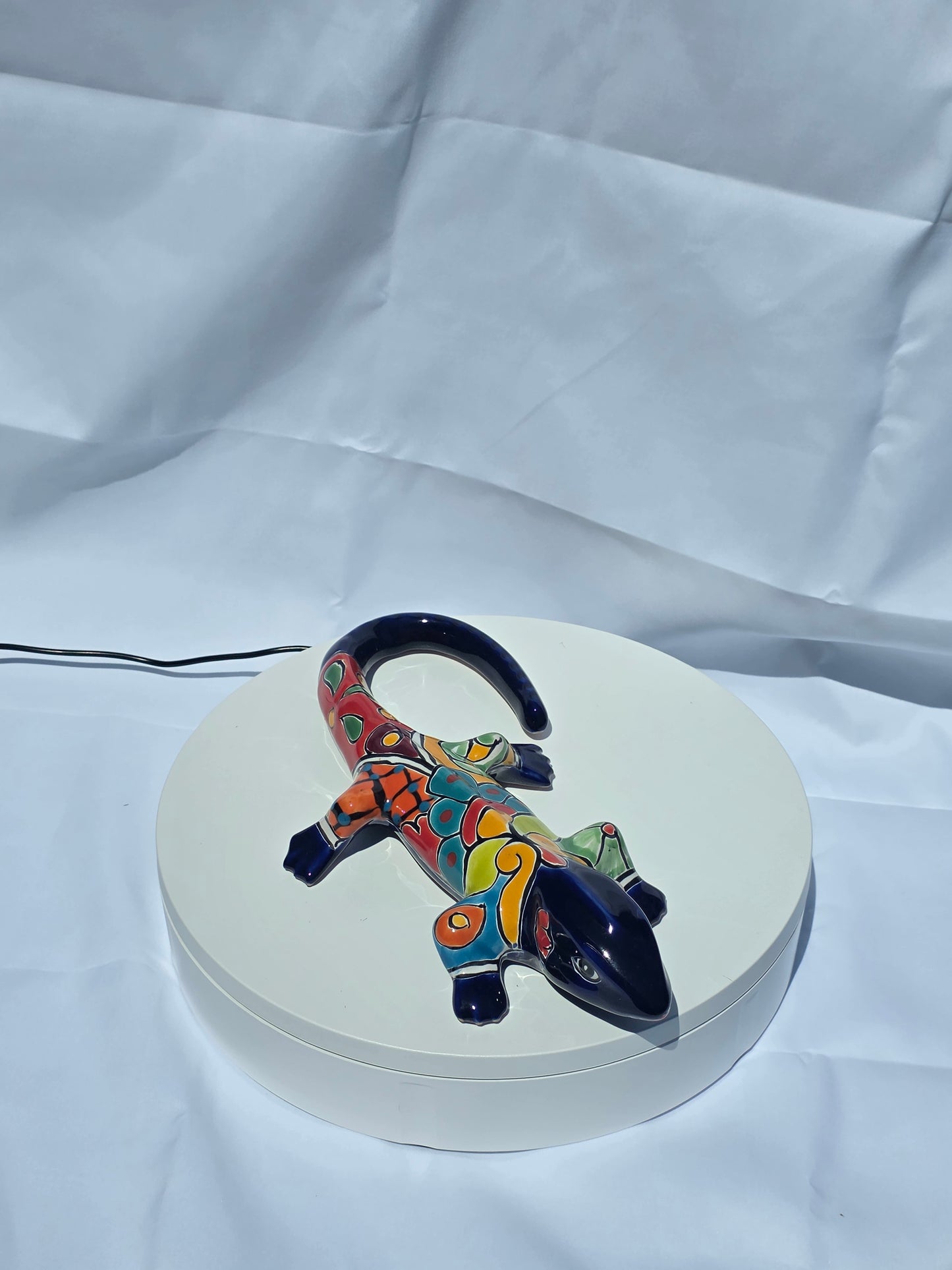 Hand‑Painted 12" Talavera Iguana – Vibrant Multicolor Blue Ceramic