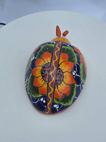6" Ladybug Sunflower – Hand‑Painted Talavera Style