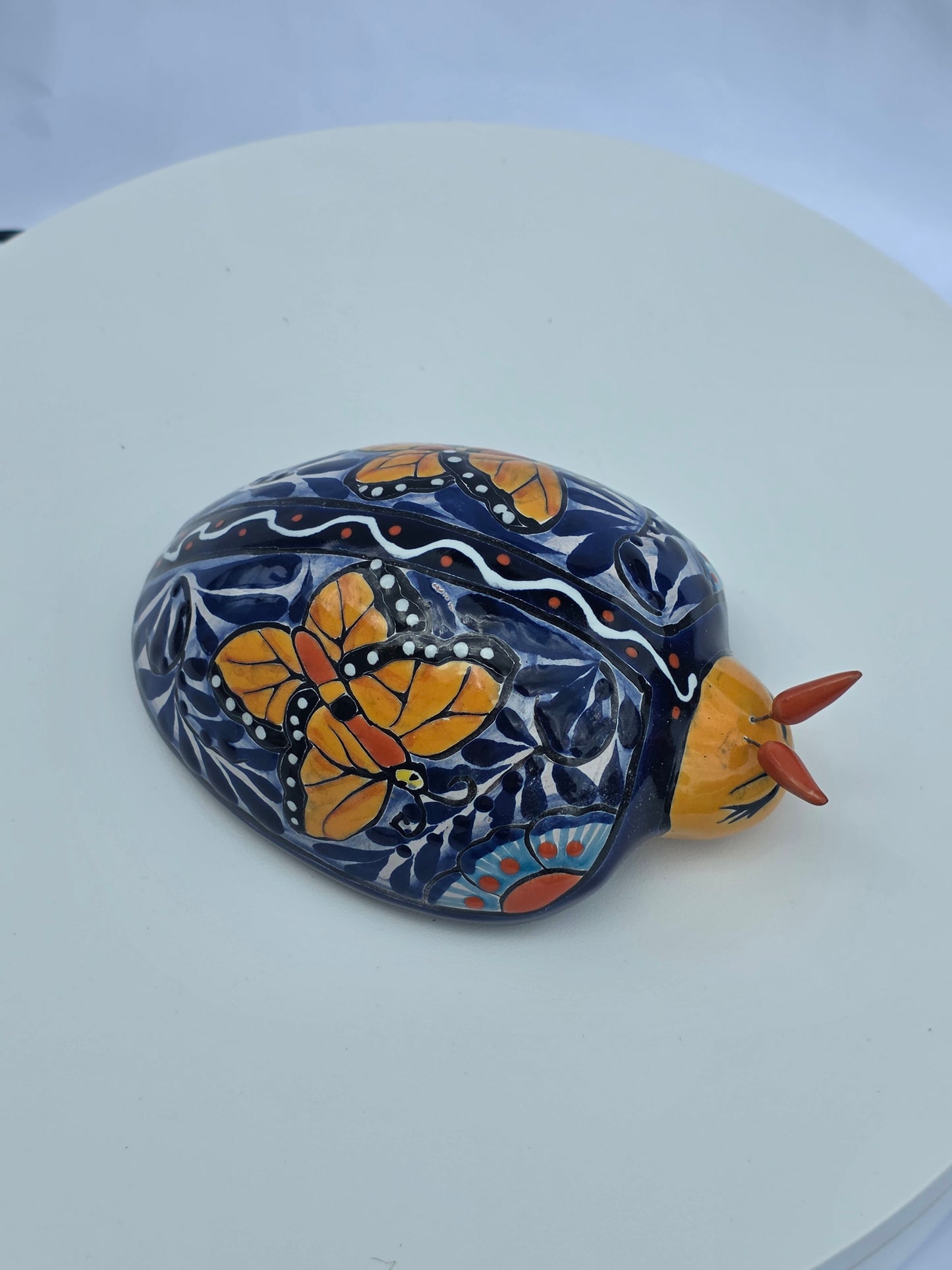 6" Ladybug Butterfly – Hand‑Painted Talavera Style
