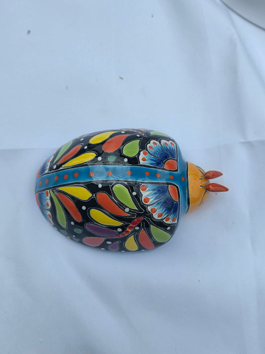 6" Ladybug Flower – Hand‑Painted Talavera Style