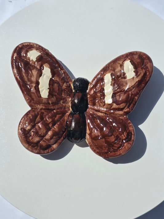 6" Handmade Butterfly Wall Hanging – Artisan Ceramic Brown