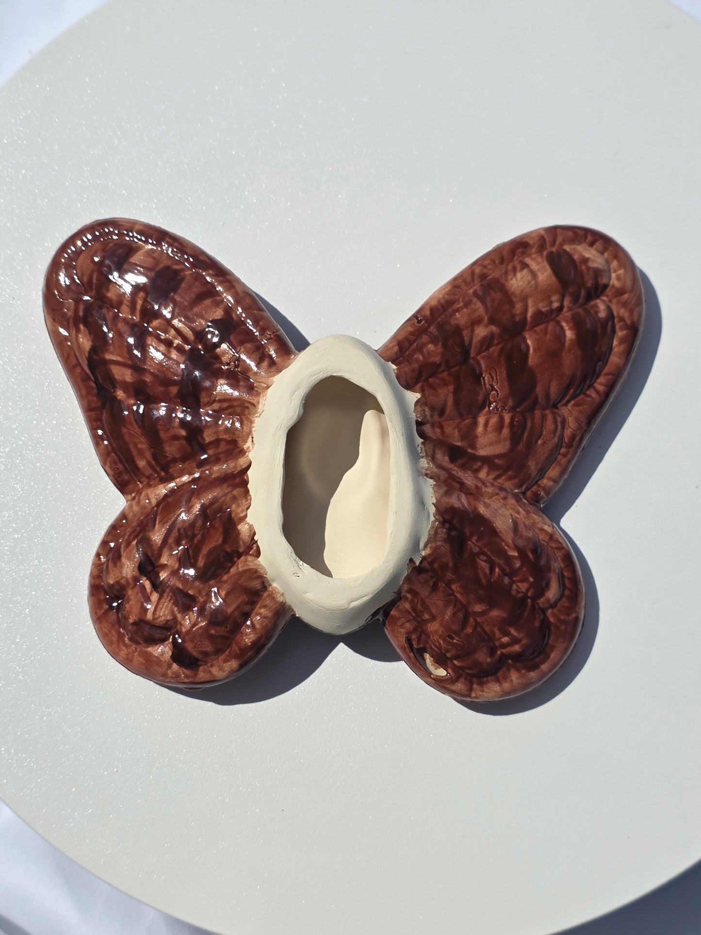 6" Handmade Butterfly Wall Hanging – Artisan Ceramic Brown