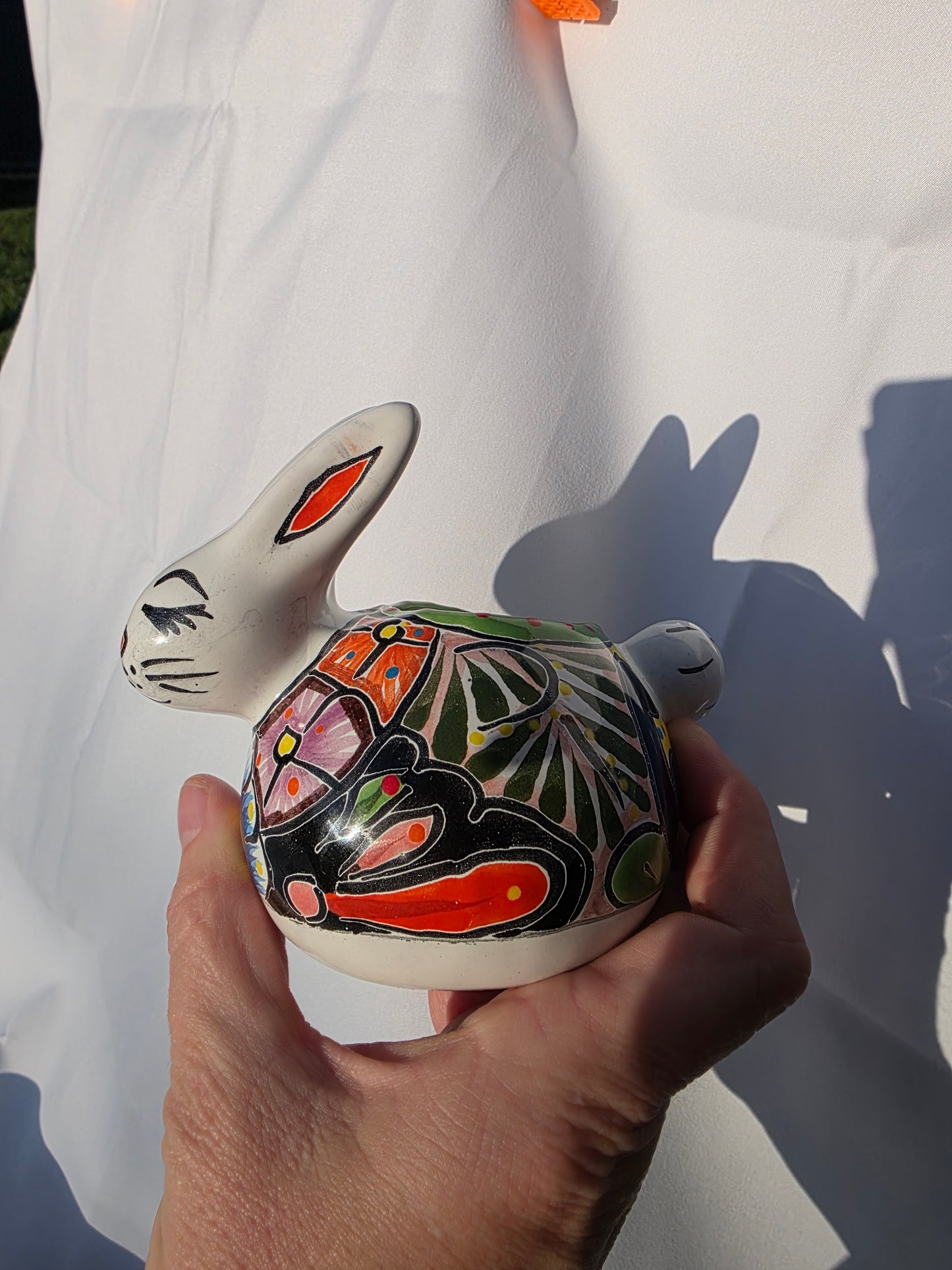 4" Mini Rabbit Planter – Hand‑Painted Talavera Style