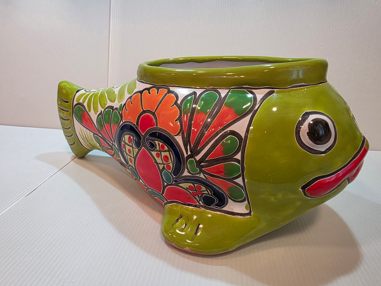 Green Talavera Fish Planter — 14" long, 6" deep