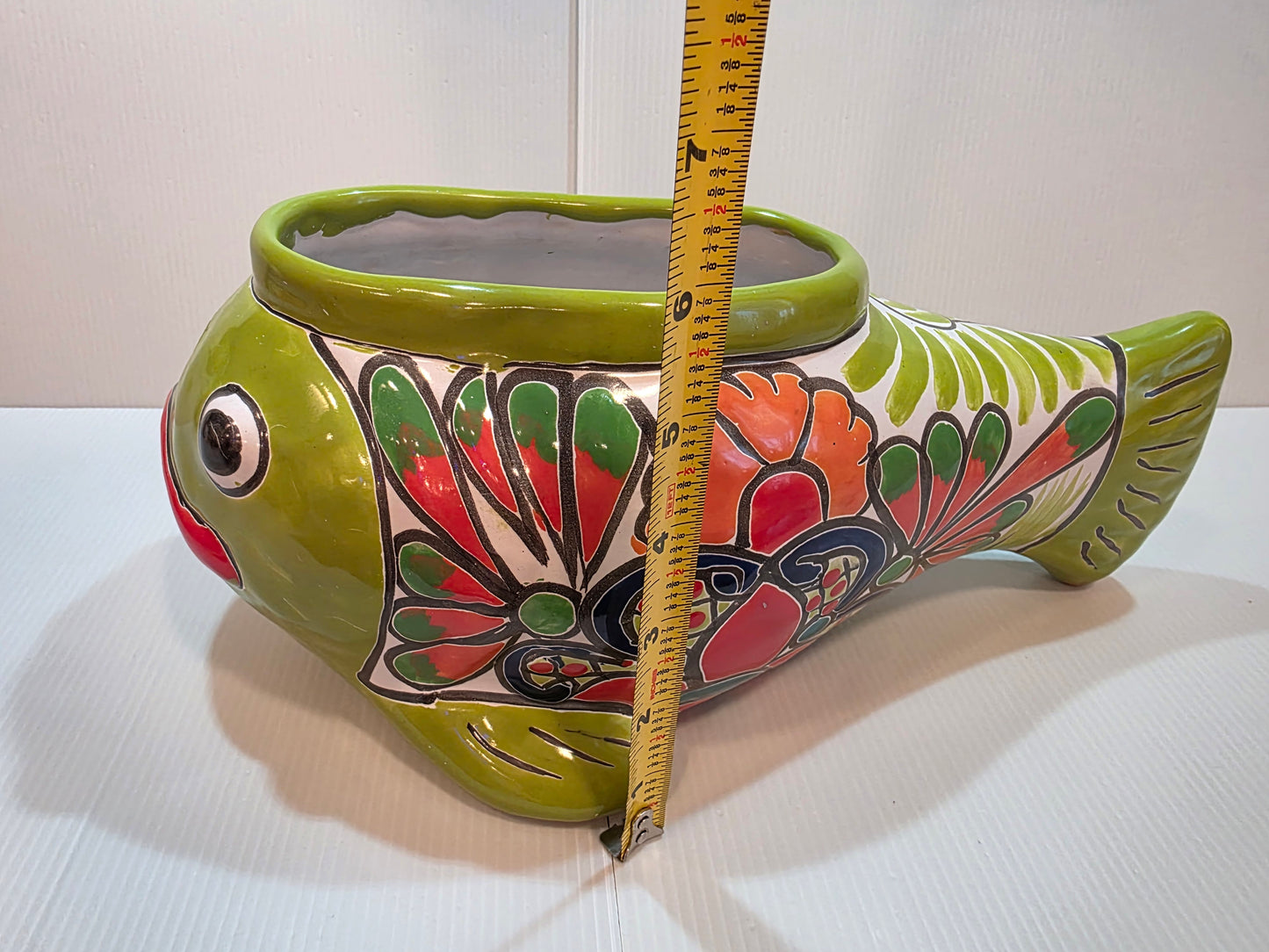 Green Talavera Fish Planter — 14" long, 6" deep
