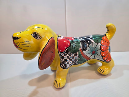 Talavera Weiner Dog Figurine – Hand‑Painted