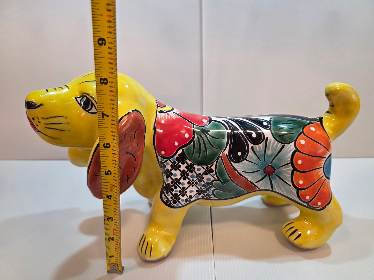 Talavera Weiner Dog Figurine – Hand‑Painted