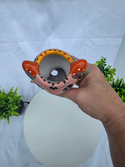 Handcrafted Ceramic Pink Axolotl Planter – Cute Talavera-Style Succulent Pot