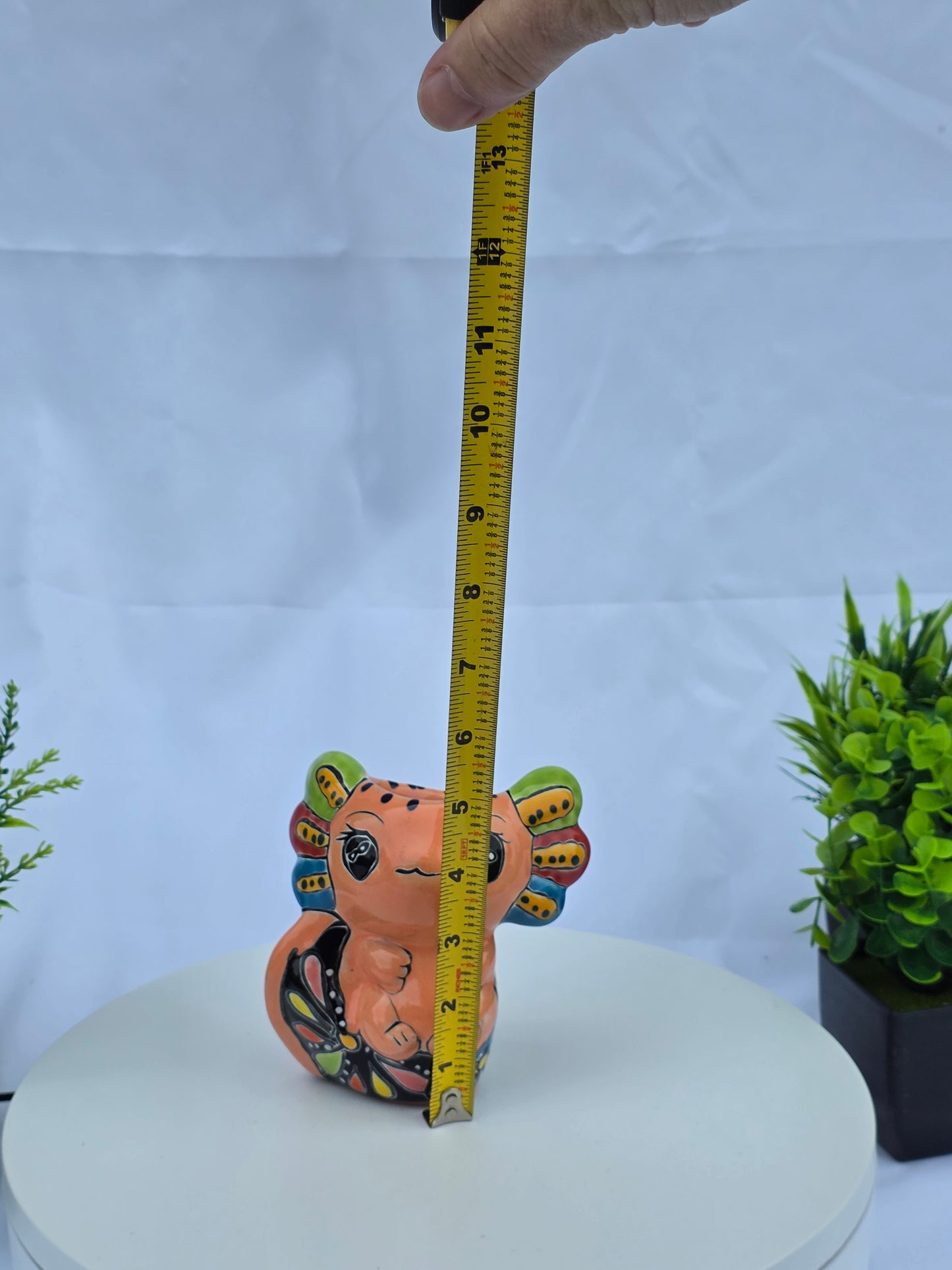 Hand-Painted Ceramic Axolotl Planter - 5" Deep Succulent Pot, Colorful Folk Art Style