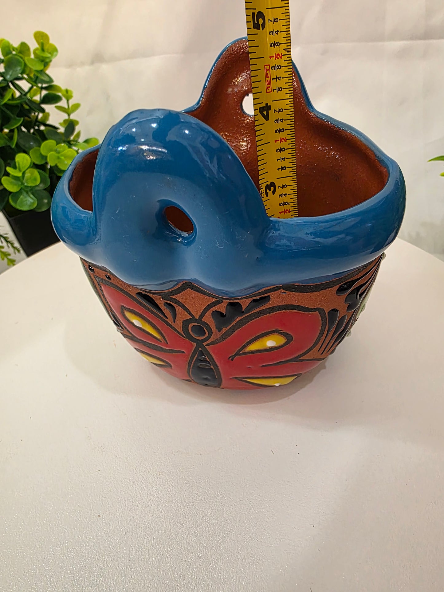 Handcrafted Ceramic Butterfly Table Planter with Drainage Hole – 4" Pot