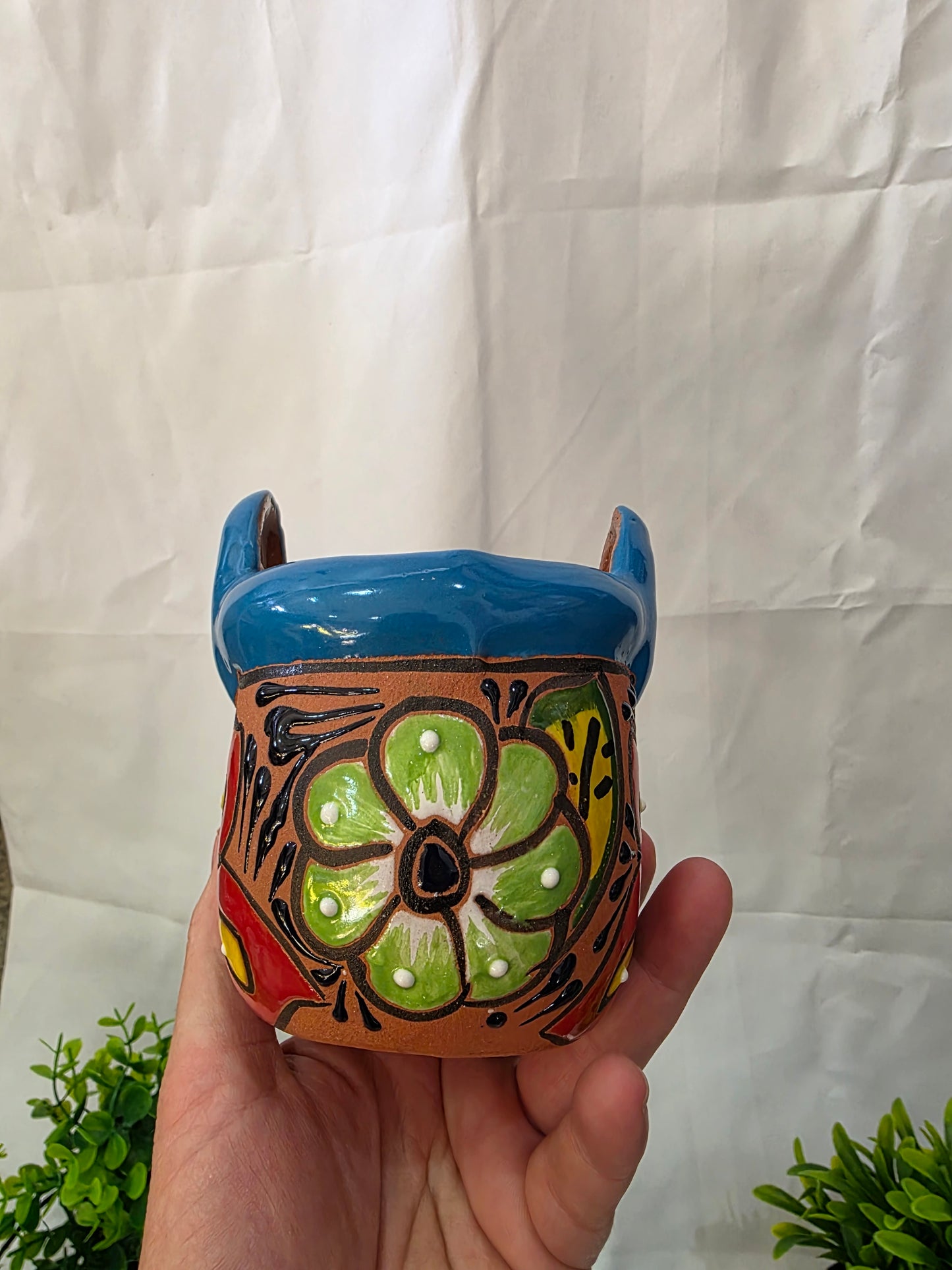 Handcrafted Ceramic Butterfly Table Planter with Drainage Hole – 4" Pot