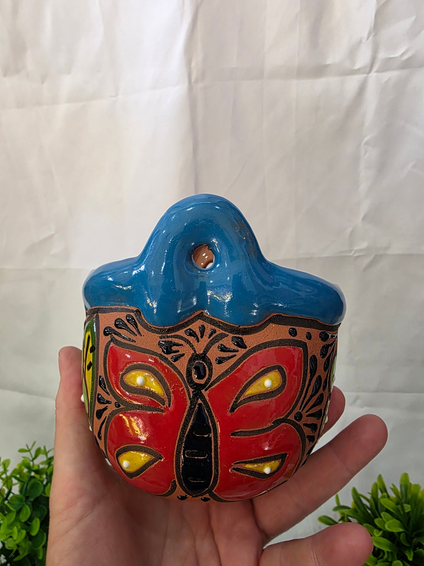 Handcrafted Ceramic Butterfly Table Planter with Drainage Hole – 4" Pot