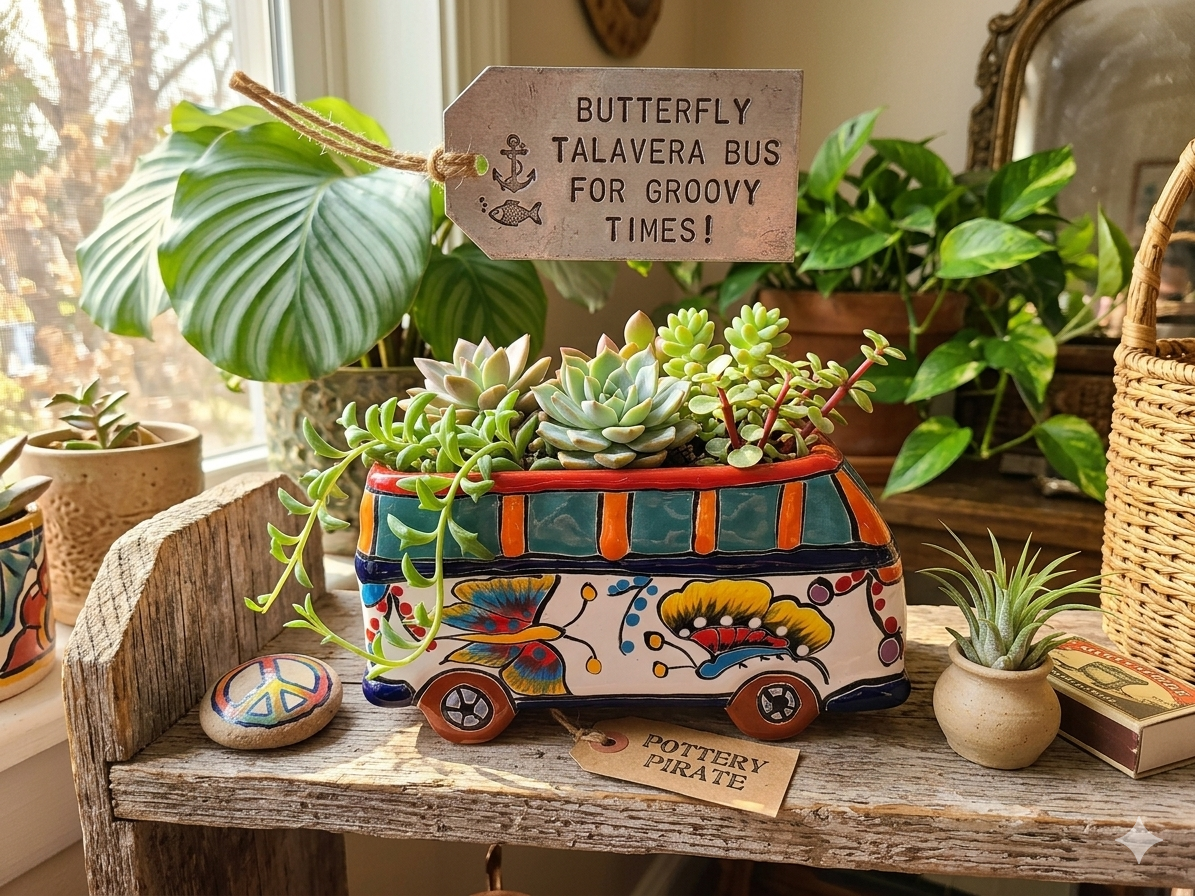 VW Van Planter – Multicolor Butterfly