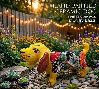 Talavera Weiner Dog Figurine – Hand‑Painted