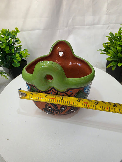 Handcrafted Ceramic Floral Wall & Table Planter – 4" Mexican Style Pot