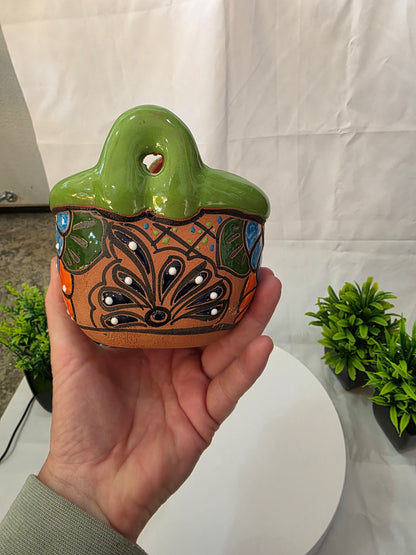 Handcrafted Ceramic Floral Wall & Table Planter – 4" Mexican Style Pot