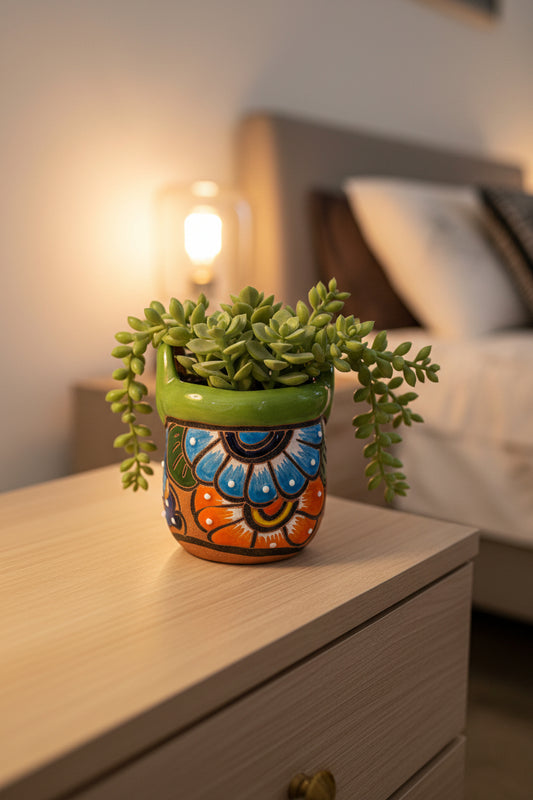 Handcrafted Ceramic Floral Wall & Table Planter – 4" Mexican Style Pot