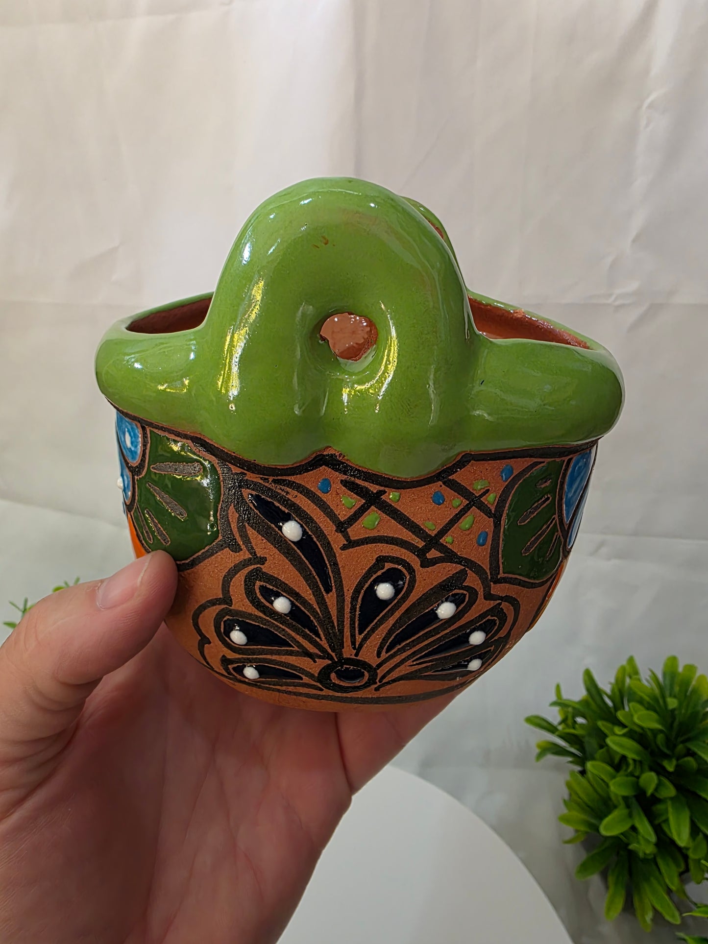 Handcrafted Ceramic Floral Wall & Table Planter – 4" Mexican Style Pot