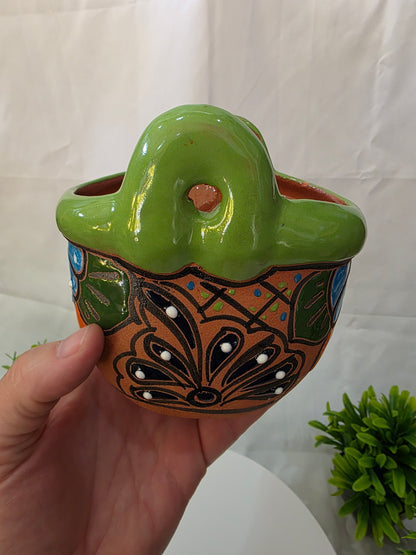 Handcrafted Ceramic Floral Wall & Table Planter – 4" Mexican Style Pot