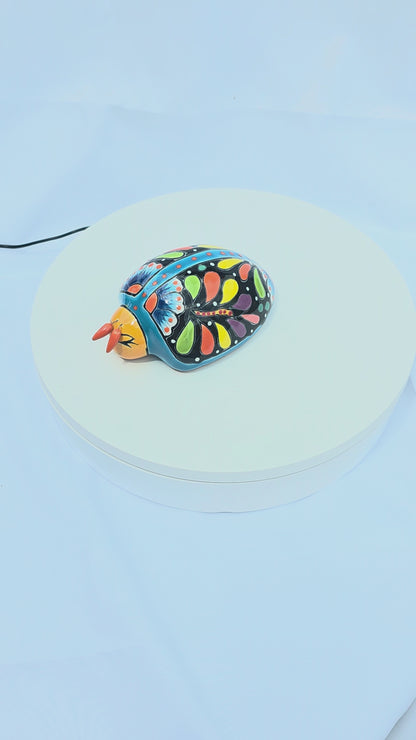 6" Ladybug Flower – Hand‑Painted Talavera Style