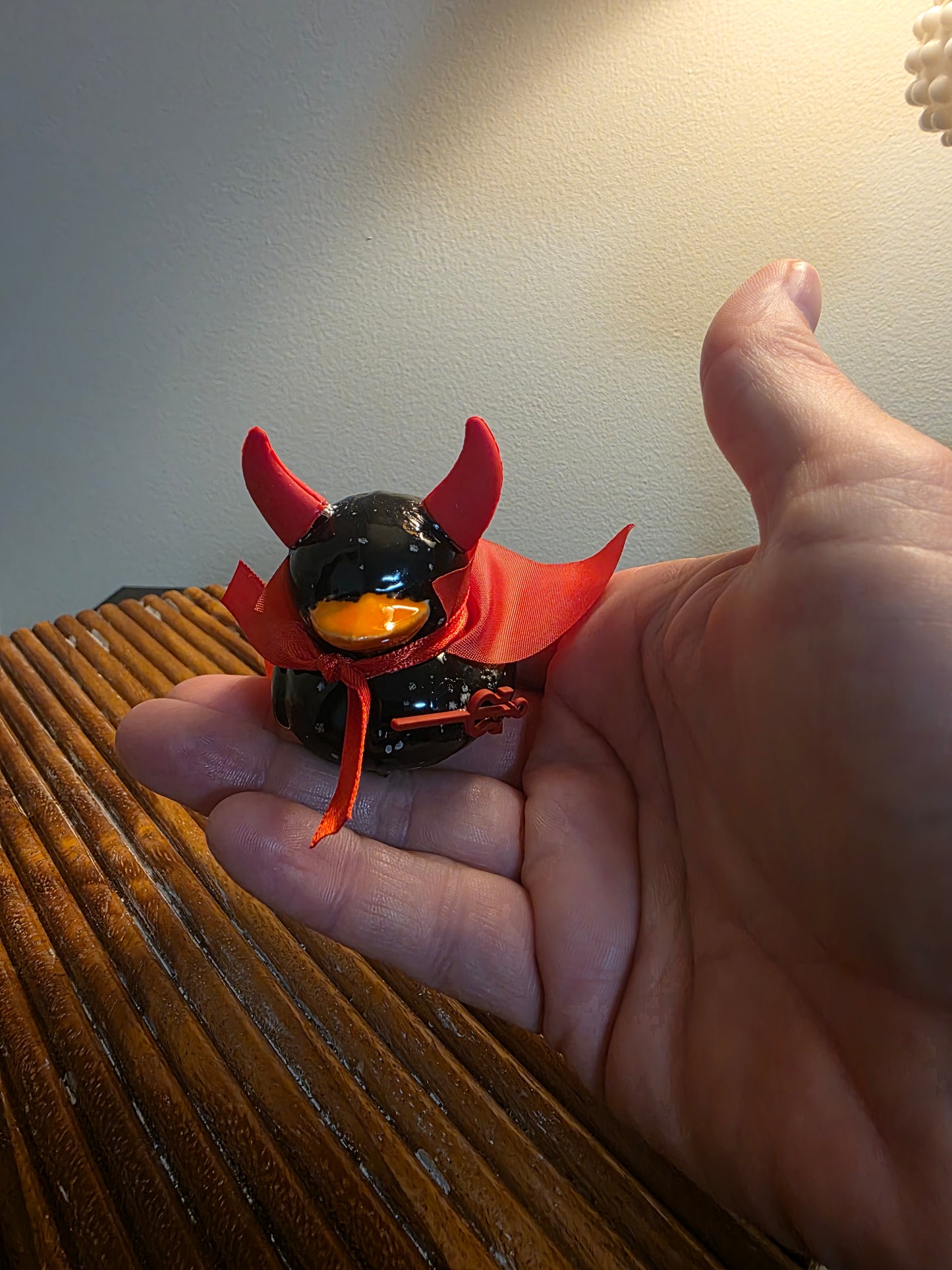 Salty Lucifer the Devil Duck | Handmade Ceramic Figurine & Whimsical Decor