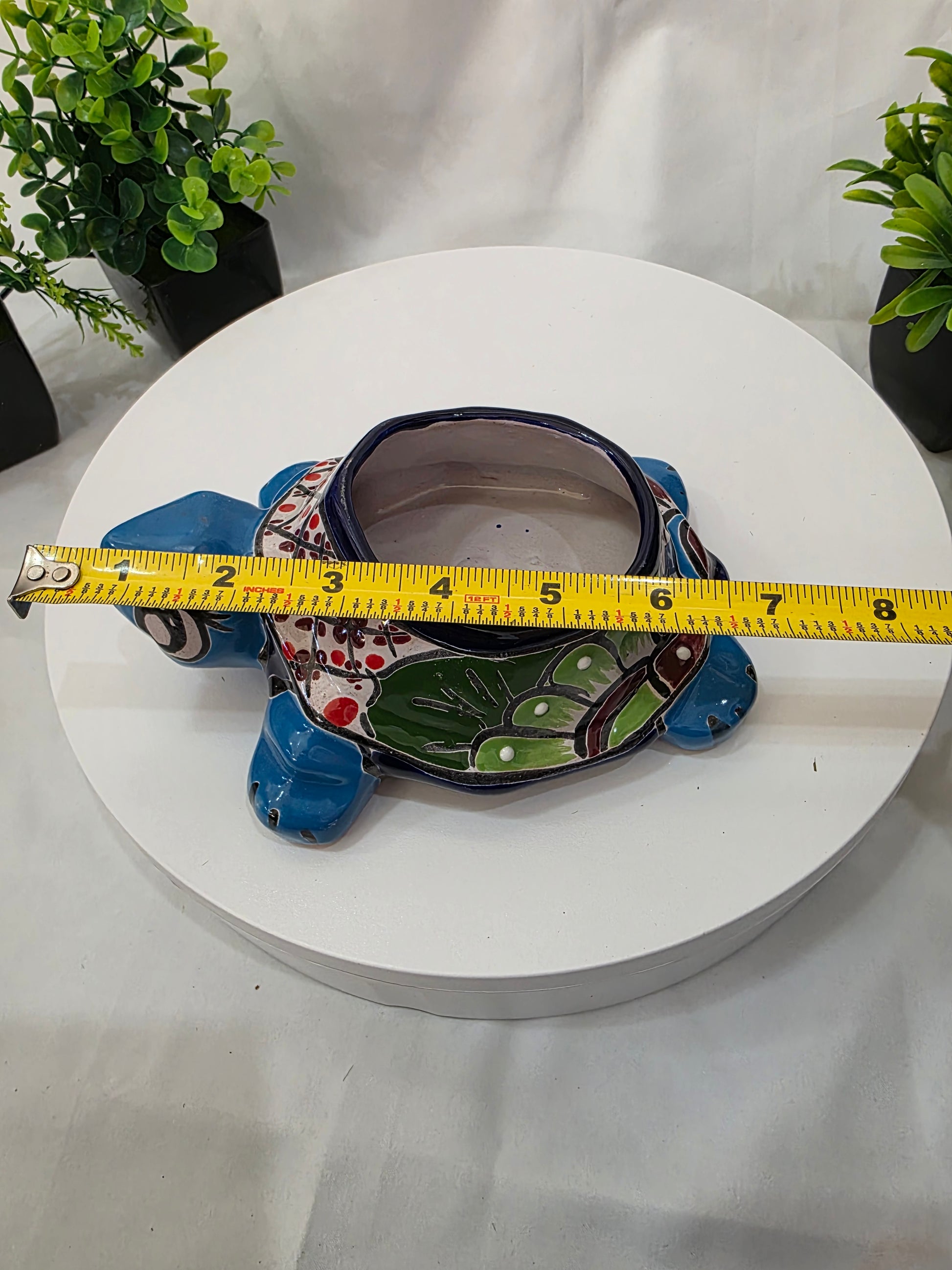 turtle planter top with a measuring tape