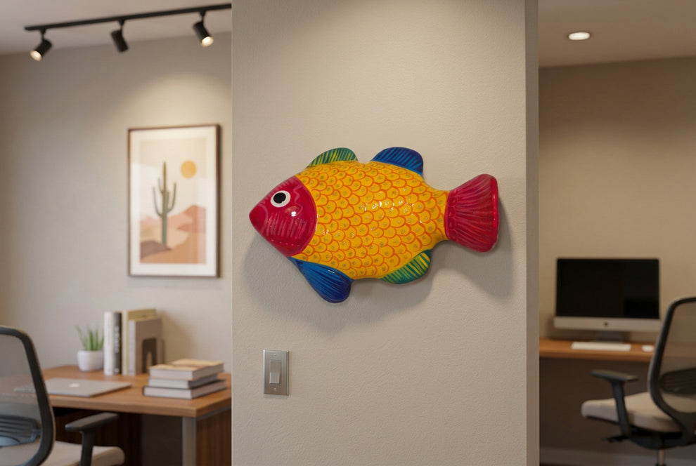 Yellow Talavera Fish Wall Hanging 7